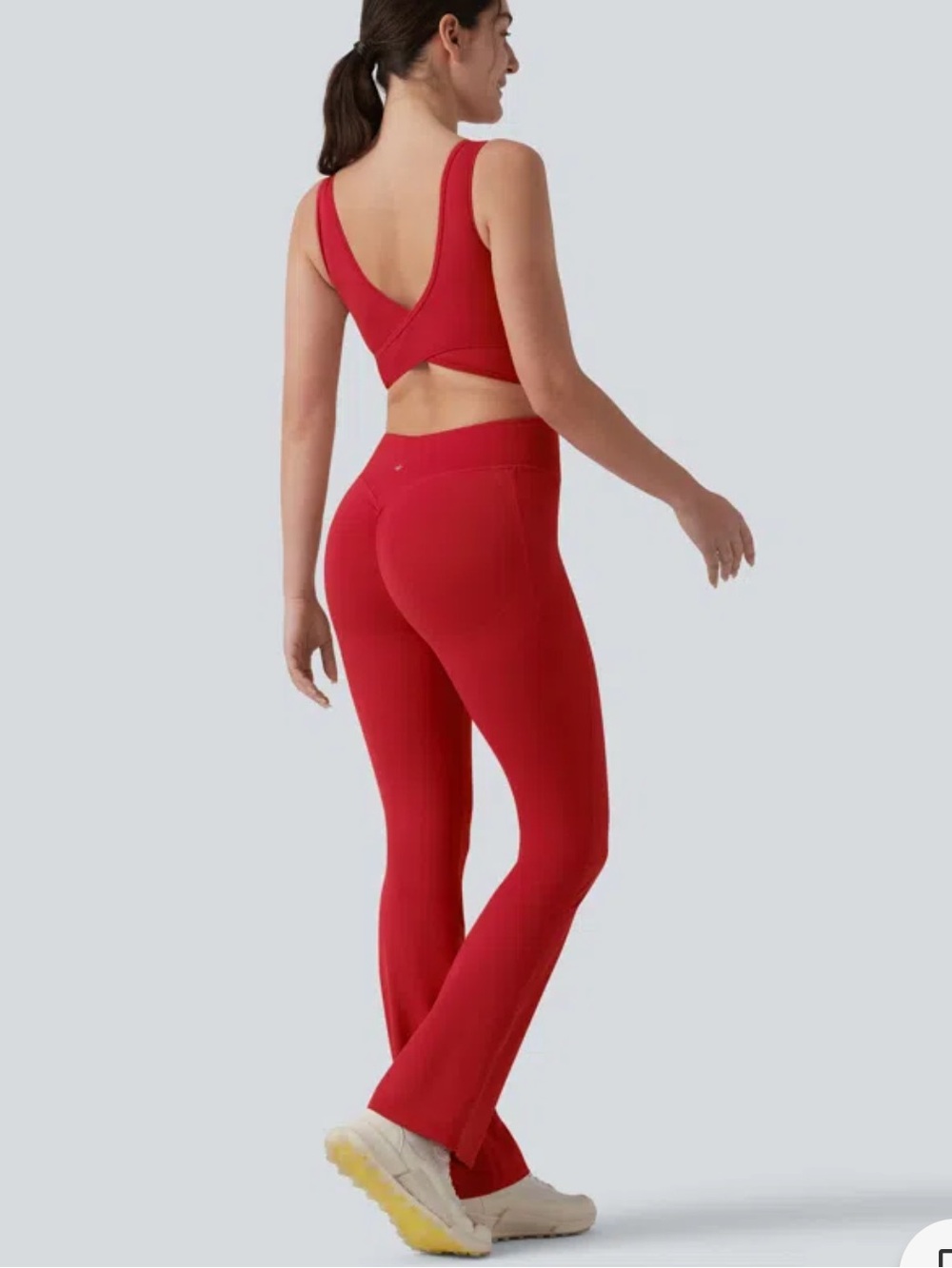 Halara UltraSculpt Crisscross Backless Butt Lifting Scrunch Jumpsuit Red Medium - Picture 1 of 6